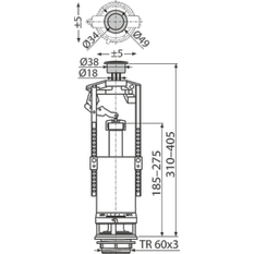 Vypouštěcí ventil Alcadrain (Alcaplast) se STOP tlačítkem A2000-CHROM