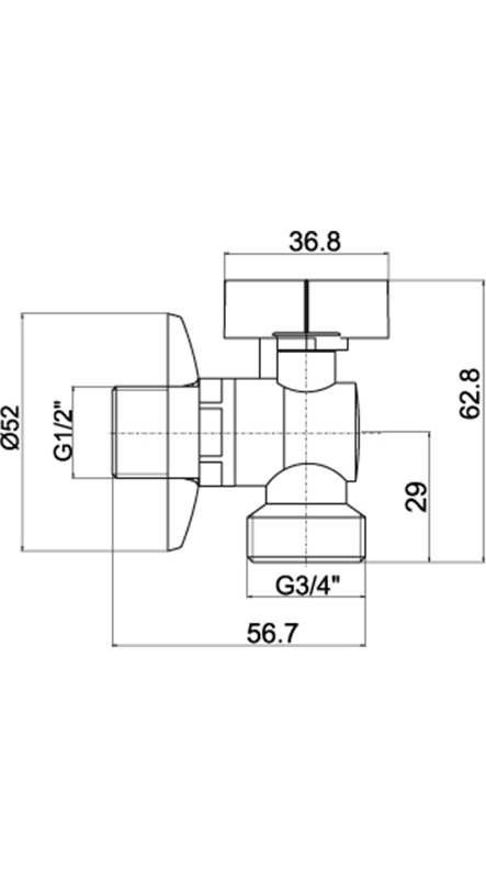 Novaservis Pračkový rohový ventil se zpětnou klapkou 1/2˝x3/4˝ CF3016