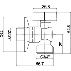 Novaservis Pračkový rohový ventil se zpětnou klapkou 1/2˝x3/4˝ CF3016