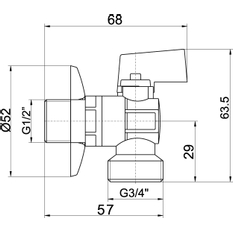 Novaservis Pračkový rohový ventil se zpětnou klapkou 1/2˝x3/4˝ CF3027