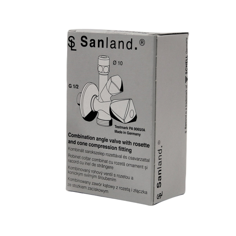 Rohový ventil Schell Sanland s filtrem pračkový, kombinovaný 1/2˝ x 3/8˝ x 3/4˝