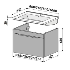 Závěsná skříňka s umyvadlem Plano Davos 1Z bílá A0016 75 x 45 x 46 cm