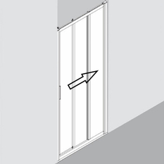 Třídílné, posuvné dveře Plano Davos Plus Pravé bílé/sklo 90 x 200 cm