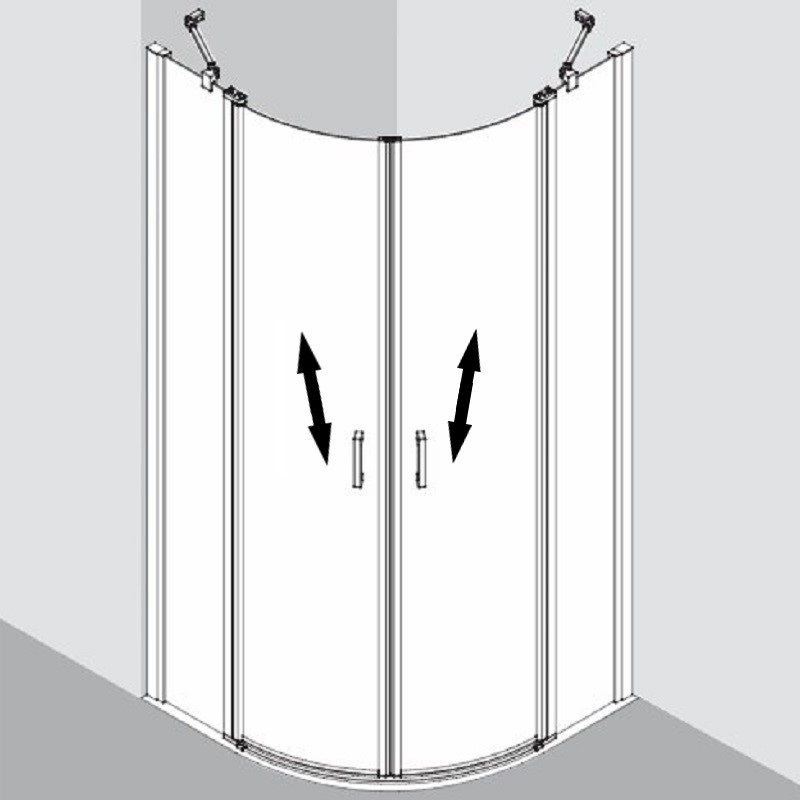 Sprchový kout Plano Davos Plus čtvrtkruh otevíratelné dveře stříbrné/čiré 90 x 200 cm