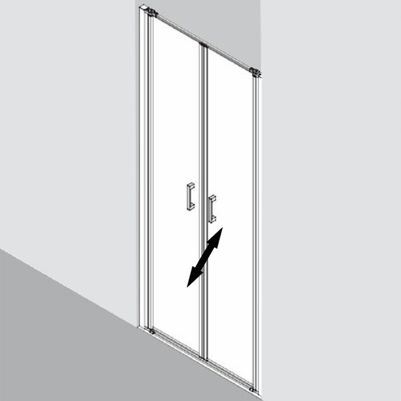 Dvoukřídlé lítací dveře Plano Davos Plus stříbrné/sklo 100 x 200 cm