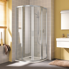 Sprchový kout Plano Davos Plus čtvrtkruh posuvné dveře stříbrné/čiré 80 x 200 cm