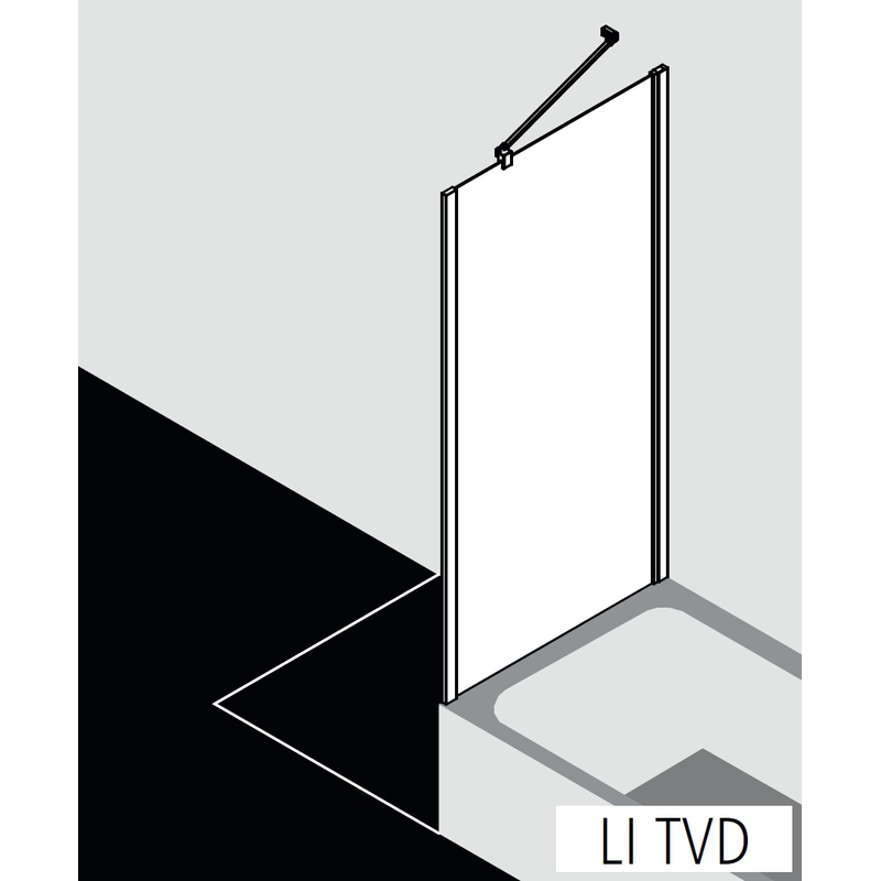 Zkrácená boční stěna na vanu Kermi Liga LITVD stříbrná vysoký lesk, čiré ESG sklo s úpravou 75 x 160 cm