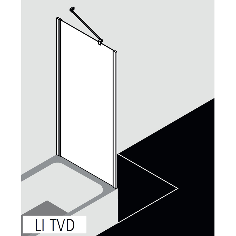 Zkrácená boční stěna na vanu Kermi Liga LITVD stříbrná vysoký lesk, čiré ESG sklo s úpravou 80 x 160 cm