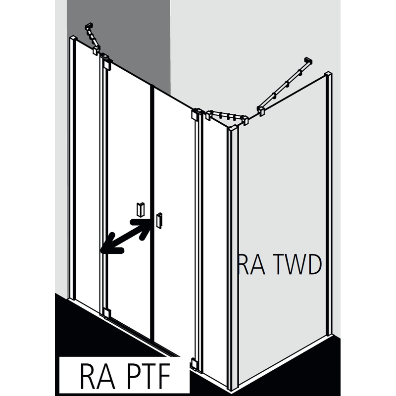 Dveře kyvné Kermi Raya RAPTF stříbrné vysoký lesk, čiré ESG sklo s úpravou 160 x 200 cm