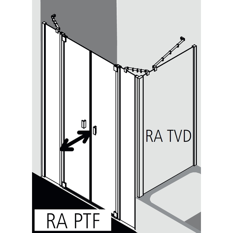 Dveře kyvné Kermi Raya RAPTF stříbrné vysoký lesk, čiré ESG sklo s úpravou 160 x 200 cm