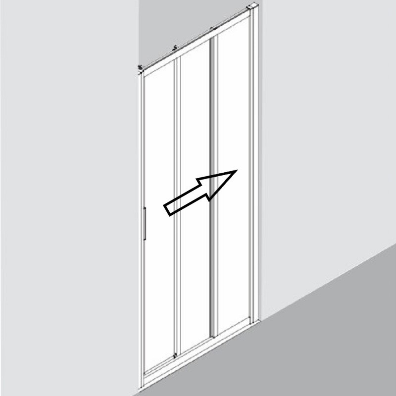Trojdílné posuvné dveře Plano Davos Plus Pravé bílé/sklo 75 x 200 cm