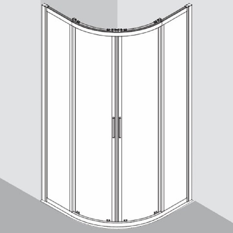 Posuvné dveře Plano Davos čtvrtkruh DPR2 stříbrné/sklo 90 x 90 cm