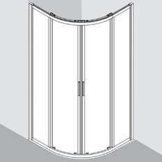Posuvné dveře Plano Davos čtvrtkruh DPR2 stříbrné/sklo 90 x 90 cm