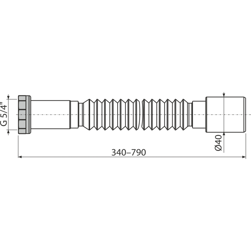 Flexi připojení Alcadrain (Alcaplast) 5/4˝ x 40 kov A740