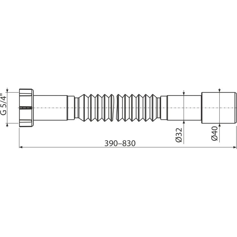 Flexi připojení Alcadrain (Alcaplast) 5/4˝ x 32/40 plast A750