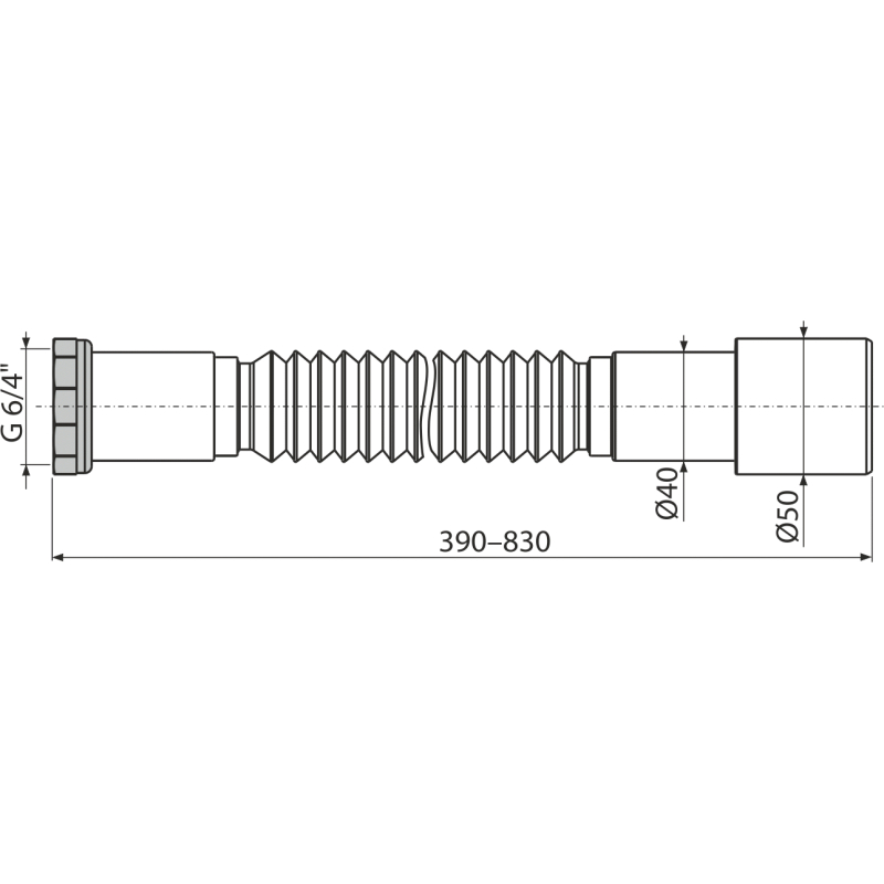 Flexi připojení Alcadrain (Alcaplast) 6/4˝ x 40/50 kov A780