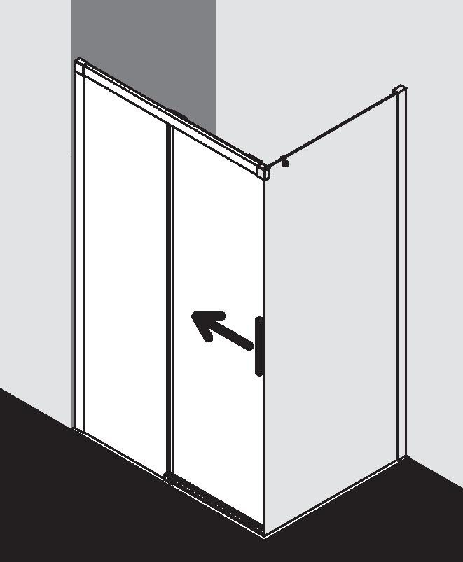 Dveře 2-dílné posuvné bezbariérové s pevným polem Kermi Nica NID2L levé, stříbrná vysoký lesk, čiré ESG sklo s úpravou 160 x 200 cm