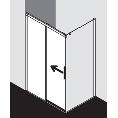 Dveře 2-dílné posuvné bezbariérové s pevným polem Kermi Nica NID2L levé, stříbrná vysoký lesk, čiré ESG sklo s úpravou 160 x 200 cm