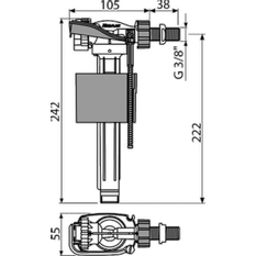 Napouštěcí ventil Alcadrain (Alcaplast) boční pro keramické nádržky A150-3/8˝