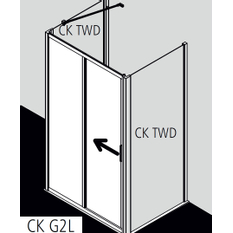 Dveře posuvné 2-dílné s pevným polem Kermi Cada XS CKG2L levé stříbrné vysoký lesk, čiré ESG sklo s úpravou CADAclean 130 x 200 cm