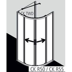 Čtvrtkruhový sprchový kout (posuvné dveře) Kermi Cada XS CKR50 R500 stříbrný vysoký lesk, čiré ESG sklo s úpravou CADAclean 90 x 90 x 200 cm