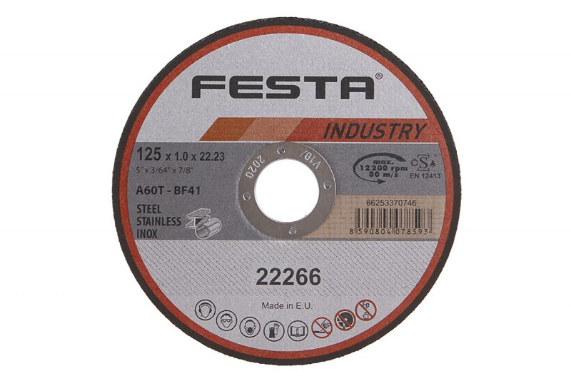 Kotouč řezný FESTA 22266 INDUSTRY na kov 125x1x22,2mm