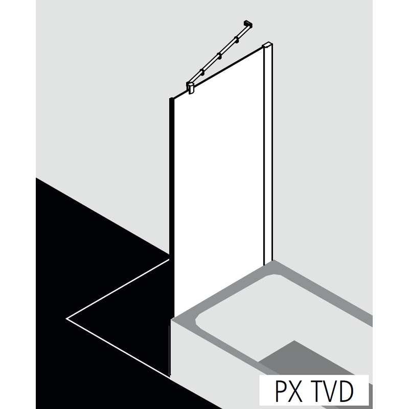 Zkrácená boční stěna vedle vany Kermi Pasa XP PXTVD stříbrná vysoký lesk/čiré ESG sklo 75 x 175 cm