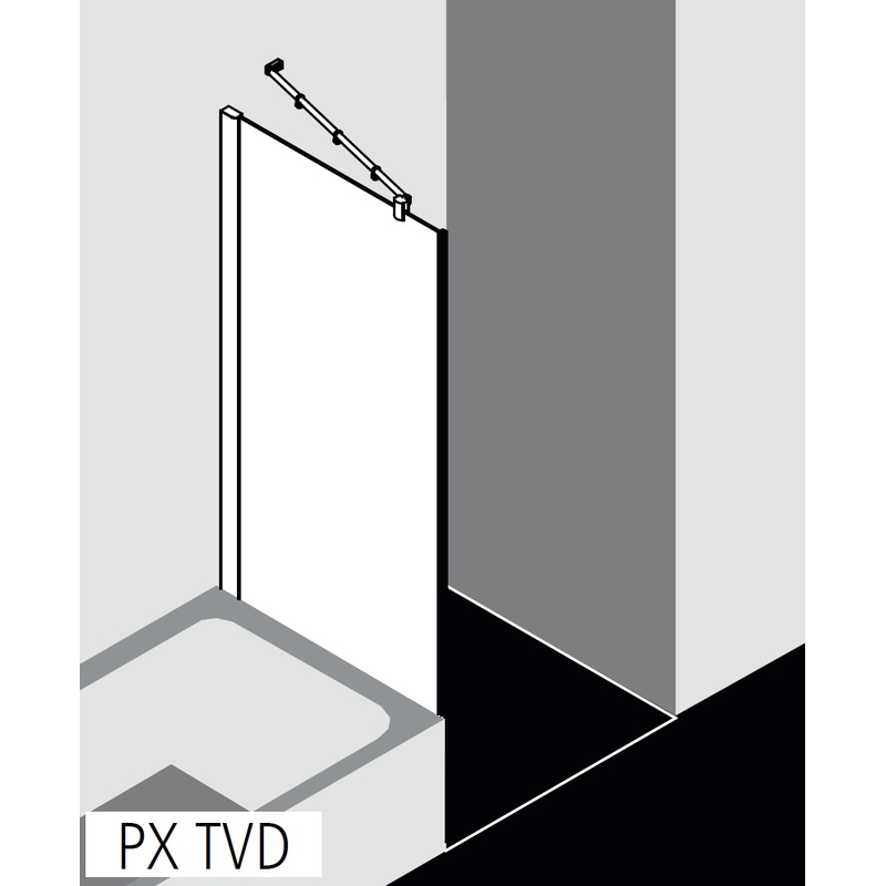 Zkrácená boční stěna vedle vany Kermi Pasa XP PXTVD stříbrná vysoký lesk/čiré ESG sklo 80 x 175 cm