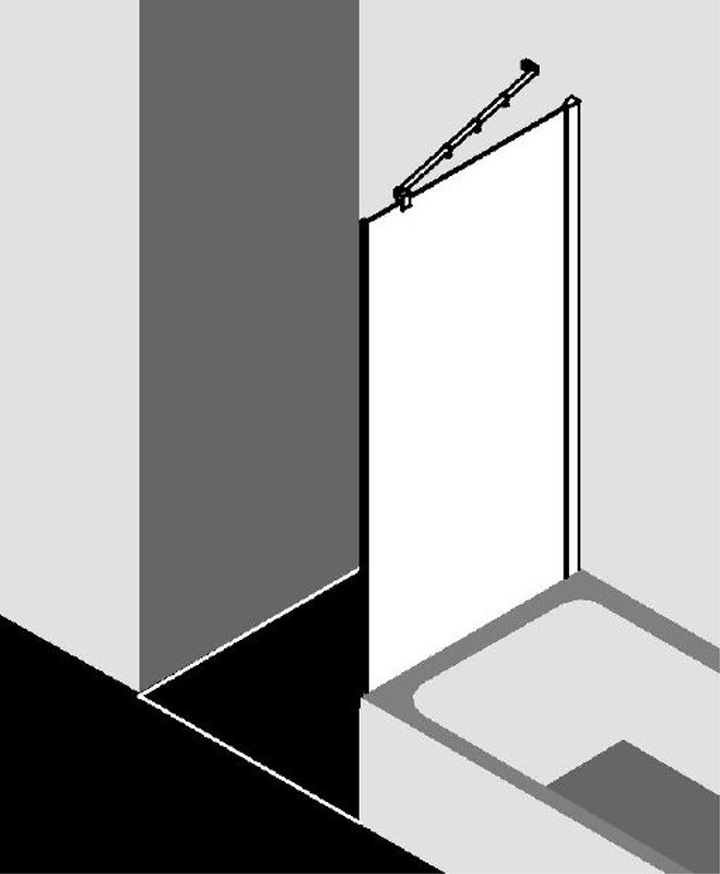 Zkrácená boční stěna na vanu Kermi Filia XP FXUVD čiré ESG sklo s úpravou KermiCLEAN 75 x 160 cm
