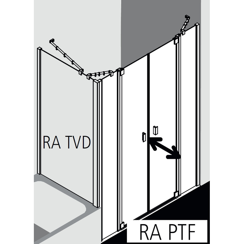 Dveře kyvné Kermi Raya RAPTF stříbrné vysoký lesk, čiré ESG sklo s úpravou 120 x 185 cm