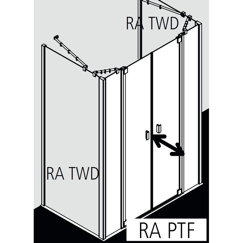 Dveře kyvné Kermi Raya RAPTF stříbrné vysoký lesk, čiré ESG sklo s úpravou 120 x 185 cm