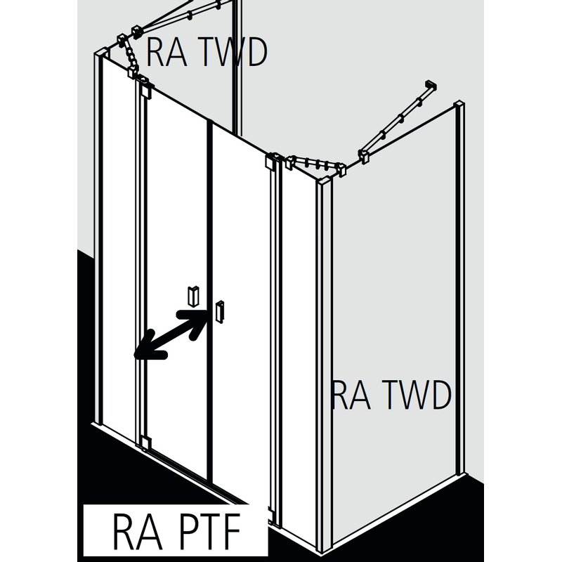 Dveře kyvné Kermi Raya RAPTF stříbrné vysoký lesk, čiré ESG sklo s úpravou 123 x 185 cm