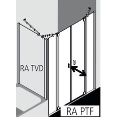 Dveře kyvné Kermi Raya RAPTF stříbrné vysoký lesk, čiré ESG sklo s úpravou 123 x 185 cm