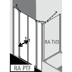 Dveře kyvné Kermi Raya RAPTF stříbrné vysoký lesk, čiré ESG sklo s úpravou 143 x 185 cm