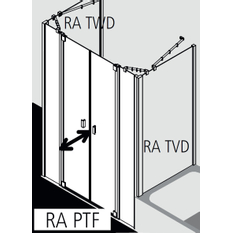 Dveře kyvné Kermi Raya RAPTF stříbrné vysoký lesk, čiré ESG sklo s úpravou 150 x 185 cm
