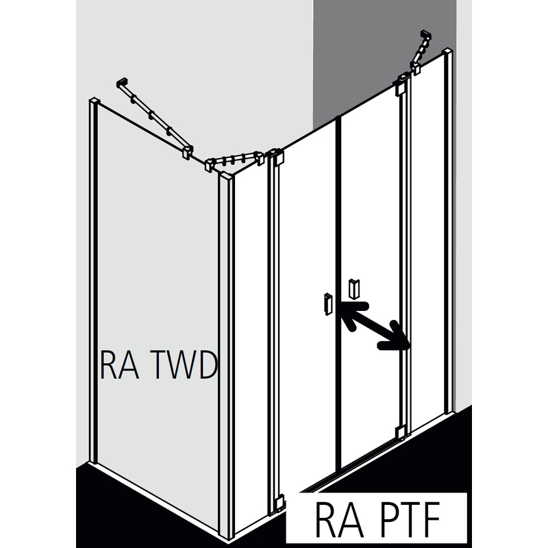Dveře kyvné Kermi Raya RAPTF bílé, čiré ESG sklo s úpravou 153 x 185 cm