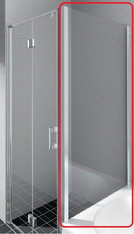 Zkrácená boční stěna na vanu Kermi Liga LITVD stříbrná vysoký lesk, čiré ESG sklo 90 x 160 cm
