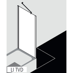 Zkrácená boční stěna na vanu Kermi Liga LITVD stříbrná vysoký lesk, čiré ESG sklo 90 x 160 cm