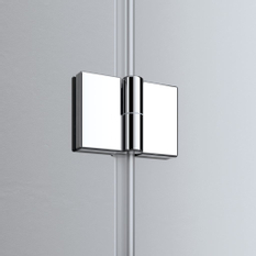 Dveře kyvné zalamovací 4-dílné Kermi Liga LI2T4 stříbrné vysoký lesk, čiré ESG sklo 120 x 200 cm