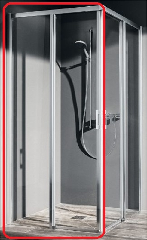 Dveře posuvné bezbariérové (levá část rohového vstupu) Kermi Liga LIC2L levé stříbrné vysoký lesk, čiré ESG sklo 75 x 200 cm