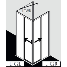 Dveře posuvné bezbariérové (levá část rohového vstupu) Kermi Liga LIC2L levé stříbrné vysoký lesk, čiré ESG sklo 100 x 200 cm