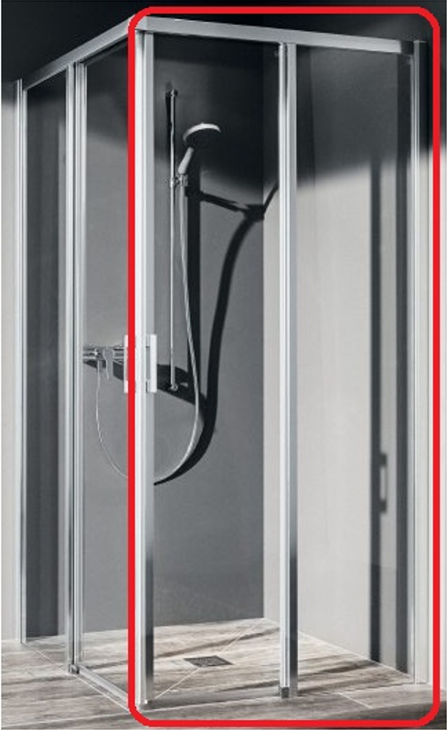 Dveře posuvné bezbariérové (pravá část rohového vstupu) Kermi Liga LIC2R pravé stříbrné vysoký lesk, čiré ESG sklo 100 x 200 cm