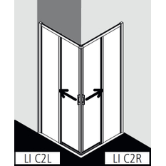 Dveře posuvné bezbariérové (pravá část rohového vstupu) Kermi Liga LIC2R pravé stříbrné vysoký lesk, čiré ESG sklo 100 x 200 cm