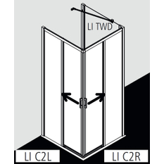 Dveře posuvné bezbariérové (pravá část rohového vstupu) Kermi Liga LIC2R pravé stříbrné vysoký lesk, čiré ESG sklo 110 x 200 cm