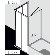 Dveře posuvné bezbariérové (pravá část rohového vstupu) Kermi Liga LIC2R pravé stříbrné vysoký lesk, čiré ESG sklo 110 x 200 cm