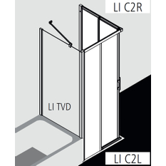 Dveře posuvné bezbariérové (pravá část rohového vstupu) Kermi Liga LIC2R pravé stříbrné vysoký lesk, čiré ESG sklo 113 x 200 cm