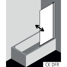 Zástěna vanová otočná 1-dílná Plano Cada XS CKDFR pravá bílá, čiré ESG sklo s úpravou CADAclean 75 x 160 cm