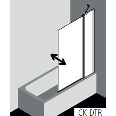 Zástěna vanová kyvná 2-dílná s pevným polem Plano Cada XS CKDTR pravá černá, čiré ESG sklo s úpravou CADAclean 105 x 160 cm